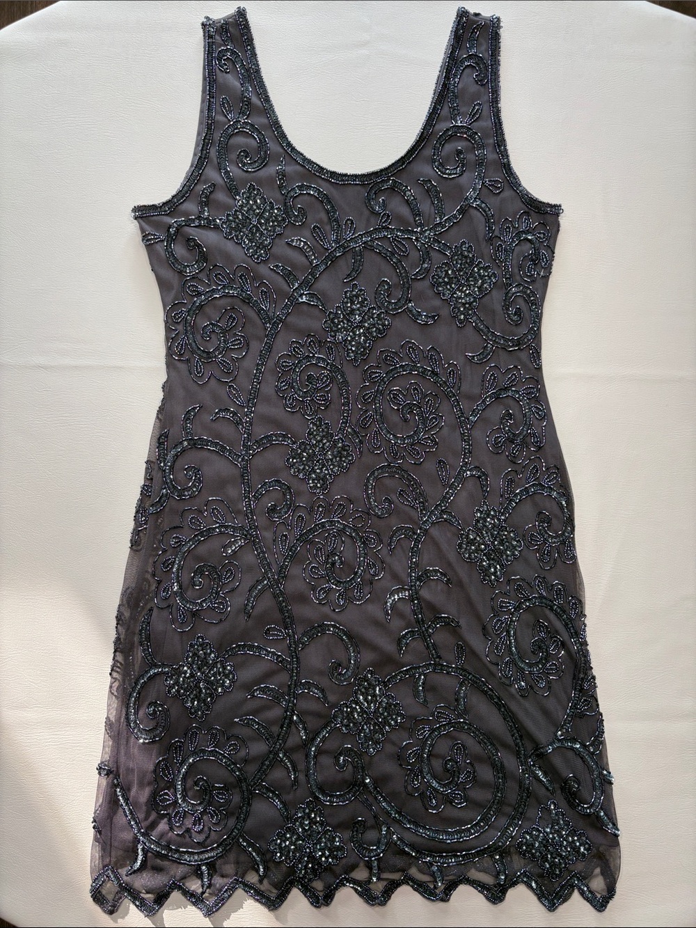 Embellished Black Beaded Sleeveless Flapper Cocktail Dress - Picture 12 of 16